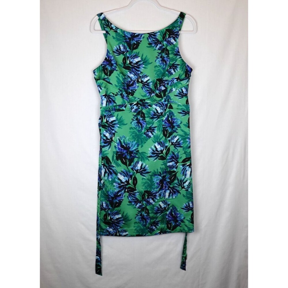 Banana Republic Green Blue Dress 10 Sleeveless Tie Back Tropical Wedding Formal